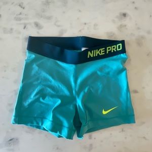 Nike Pro 3" Short - Turquoise  - Size Small